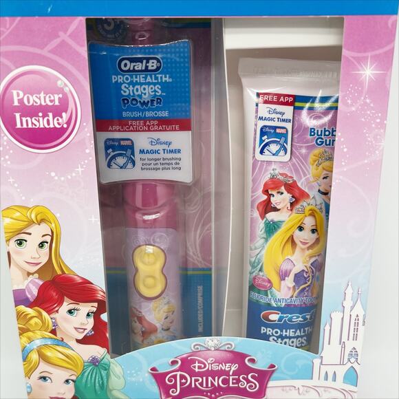Crest & Oral-B Pro Health Stages Power Toothbrush Toothpaste Disney Princess - Picture 3 of 4
